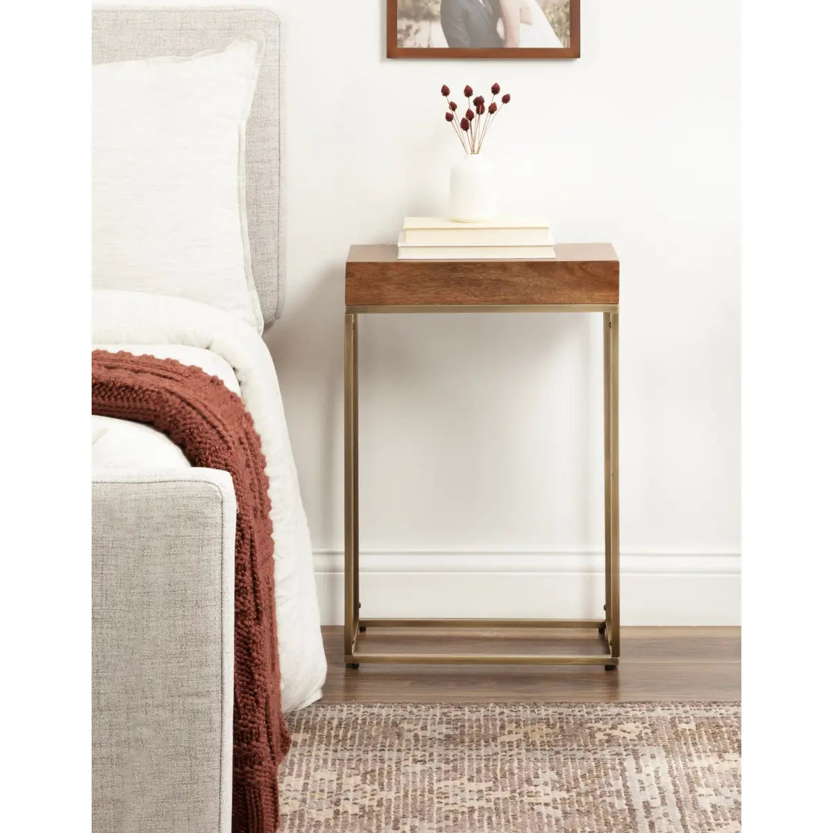 Karlsen Wood and Metal Slim Side Table - kateandlaurel