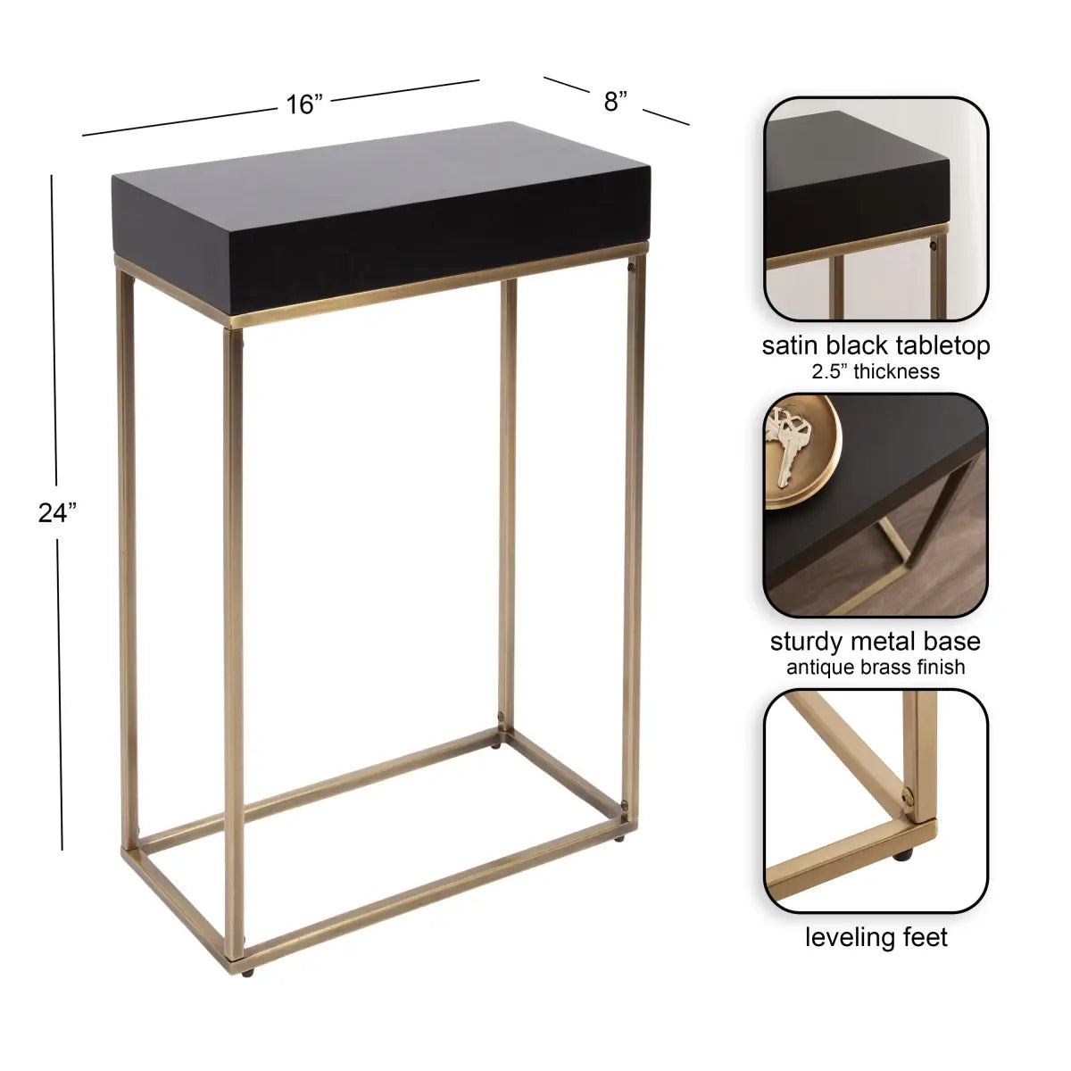 Karlsen Wood and Metal Slim Side Table - kateandlaurel