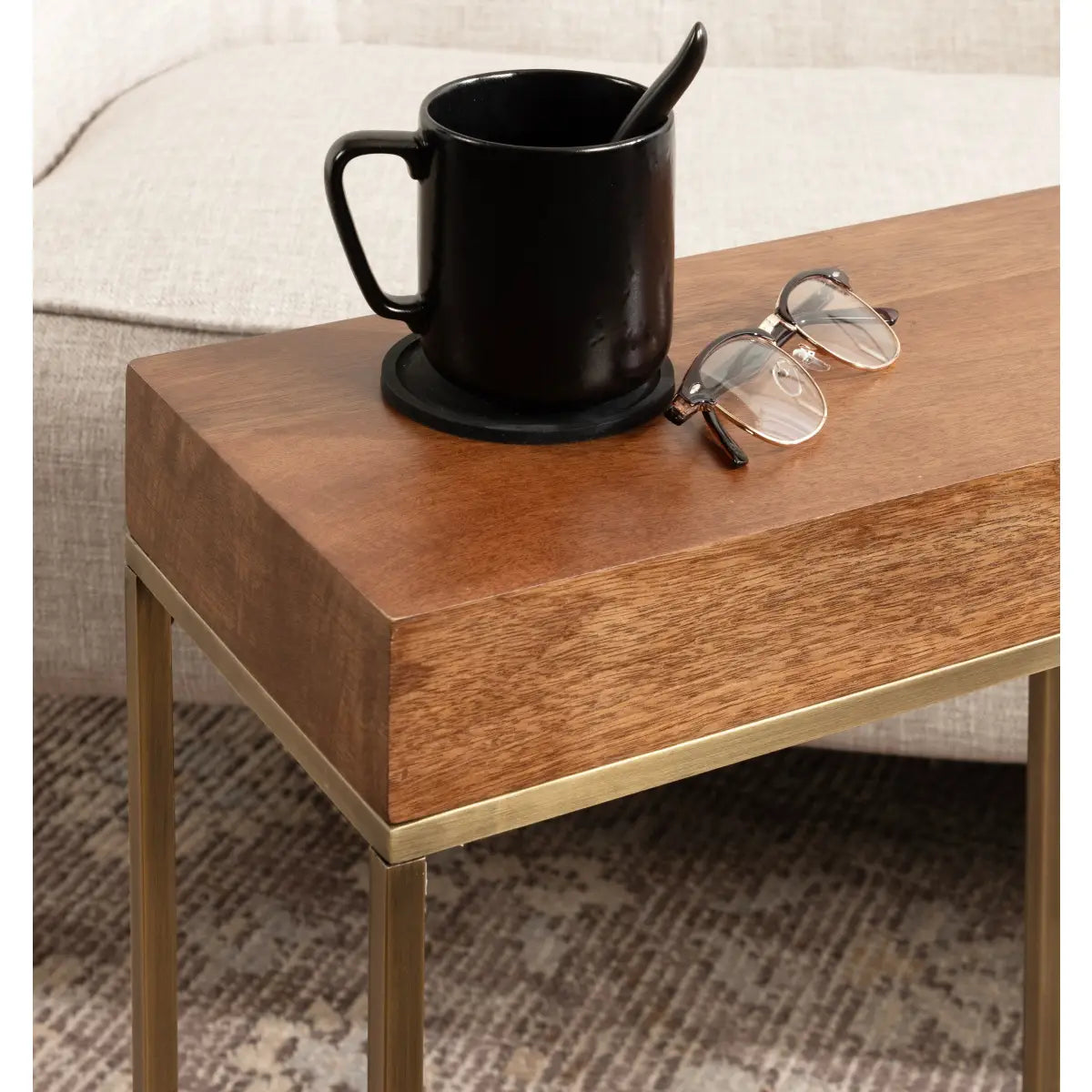 Karlsen Wood and Metal Slim Side Table - kateandlaurel