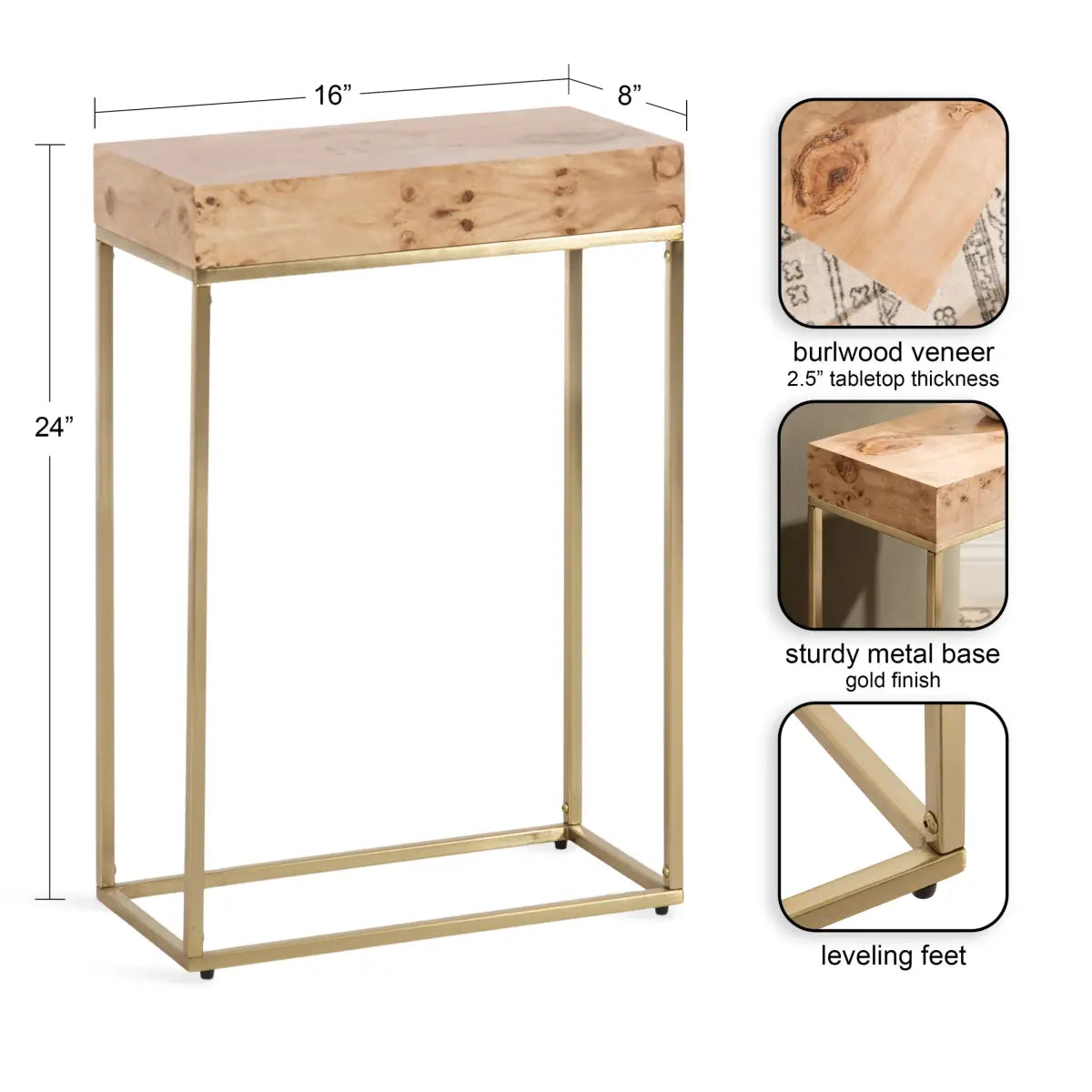 Karlsen Wood and Metal Slim Side Table - kateandlaurel