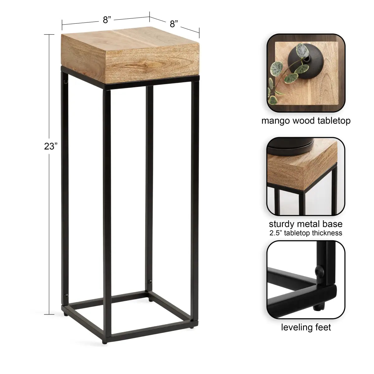 Karlsen Wood and Metal Slim Side Table - kateandlaurel
