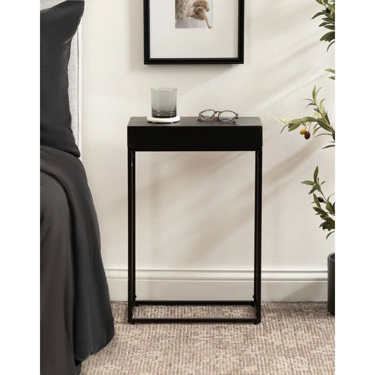Karlsen Wood and Metal Slim Side Table - kateandlaurel