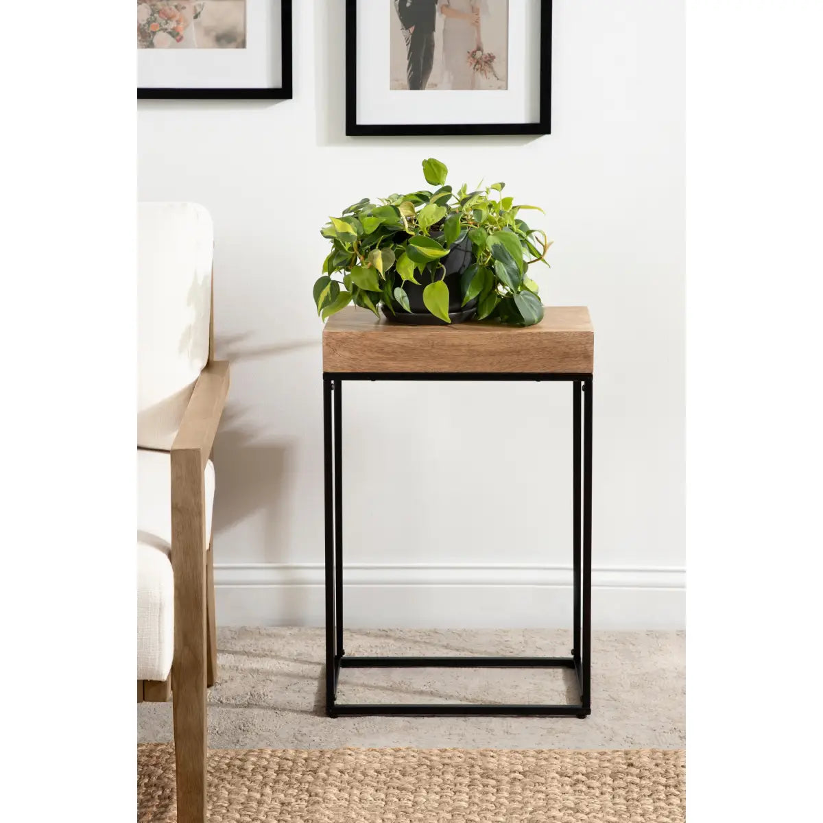 Karlsen Wood and Metal Slim Side Table - kateandlaurel