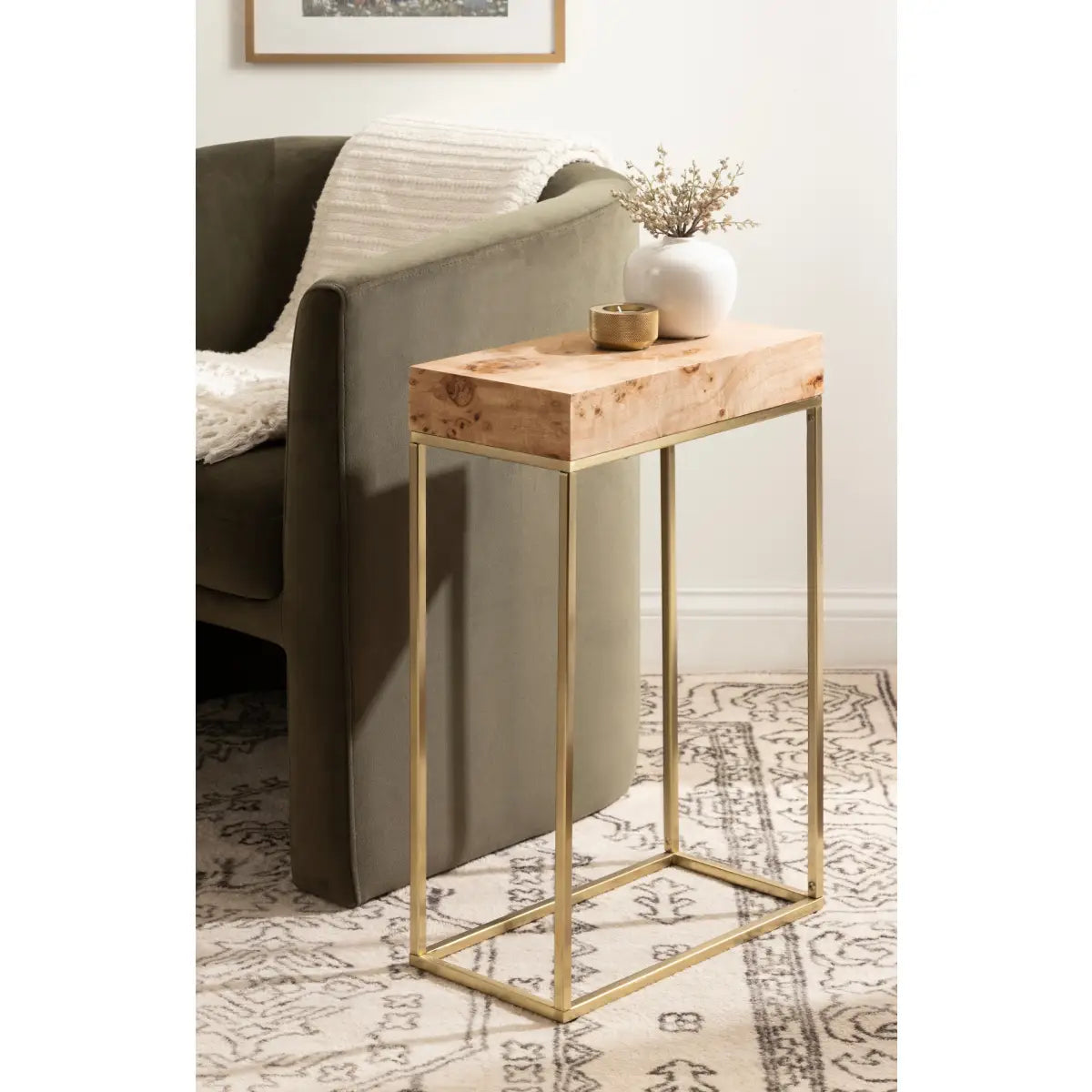 Karlsen Wood and Metal Slim Side Table - kateandlaurel