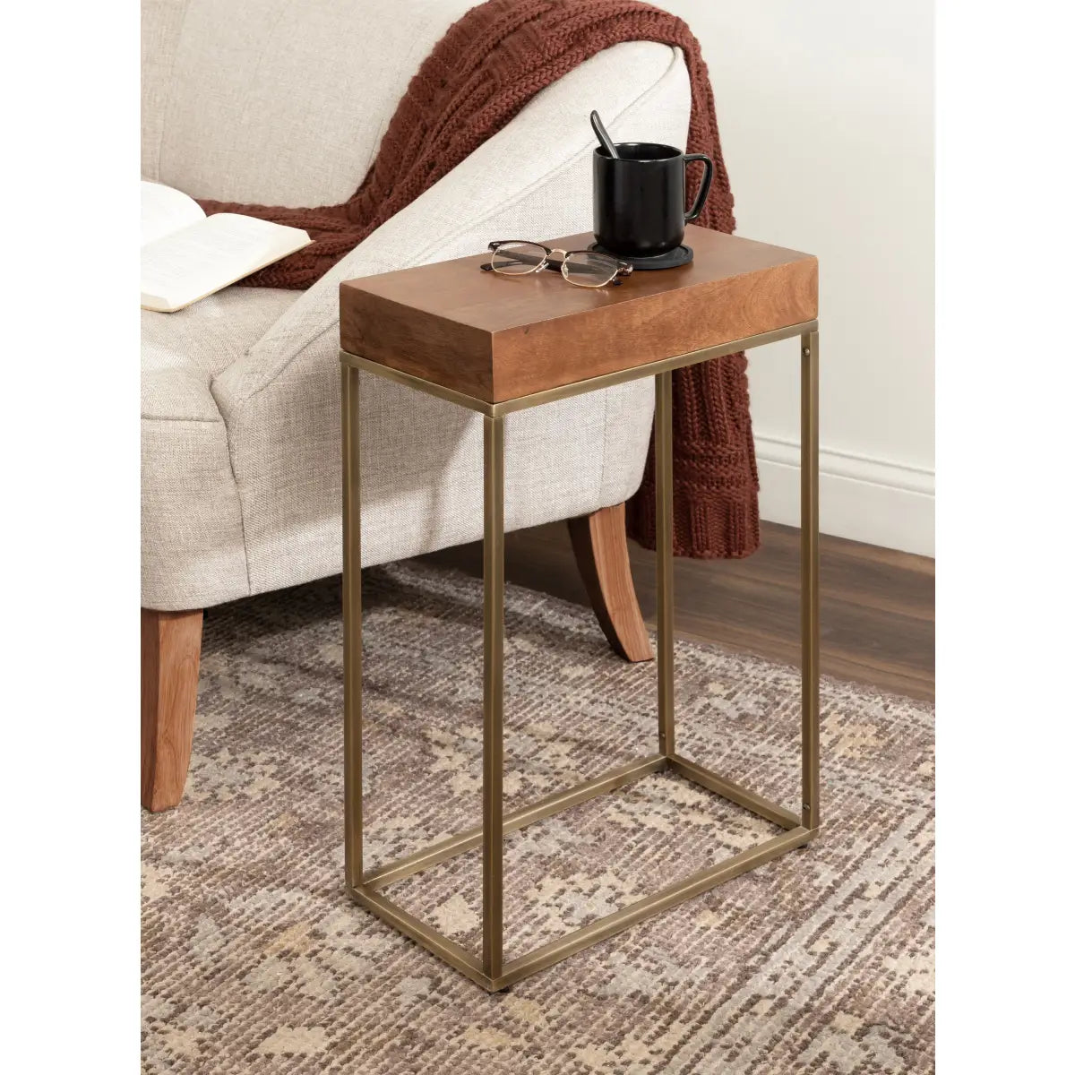 Karlsen Wood and Metal Slim Side Table - kateandlaurel