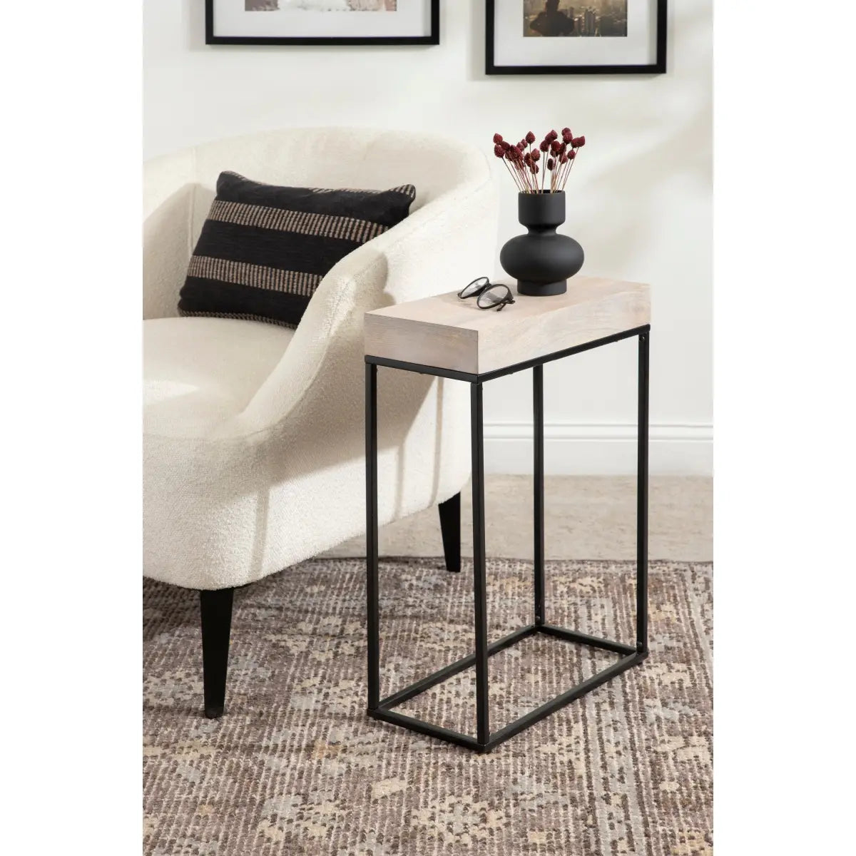 Karlsen Wood and Metal Slim Side Table - kateandlaurel