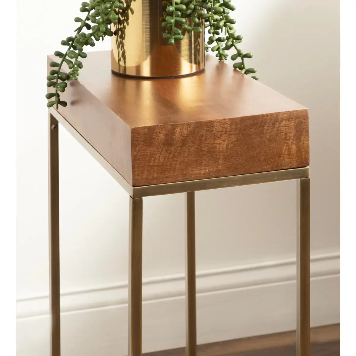 Karlsen Wood and Metal Slim Side Table - kateandlaurel