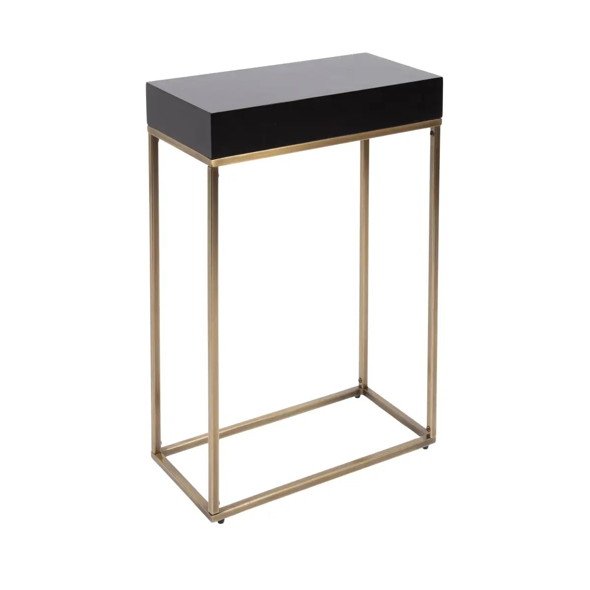Karlsen Wood and Metal Slim Side Table - Gold/Black / 16x8x24 - kateandlaurel