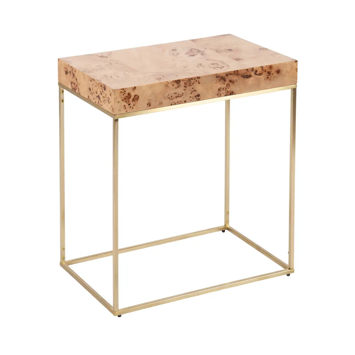 Karlsen Wood and Metal Slim Side Table - Natural/Gold / 22x14x24 - kateandlaurel