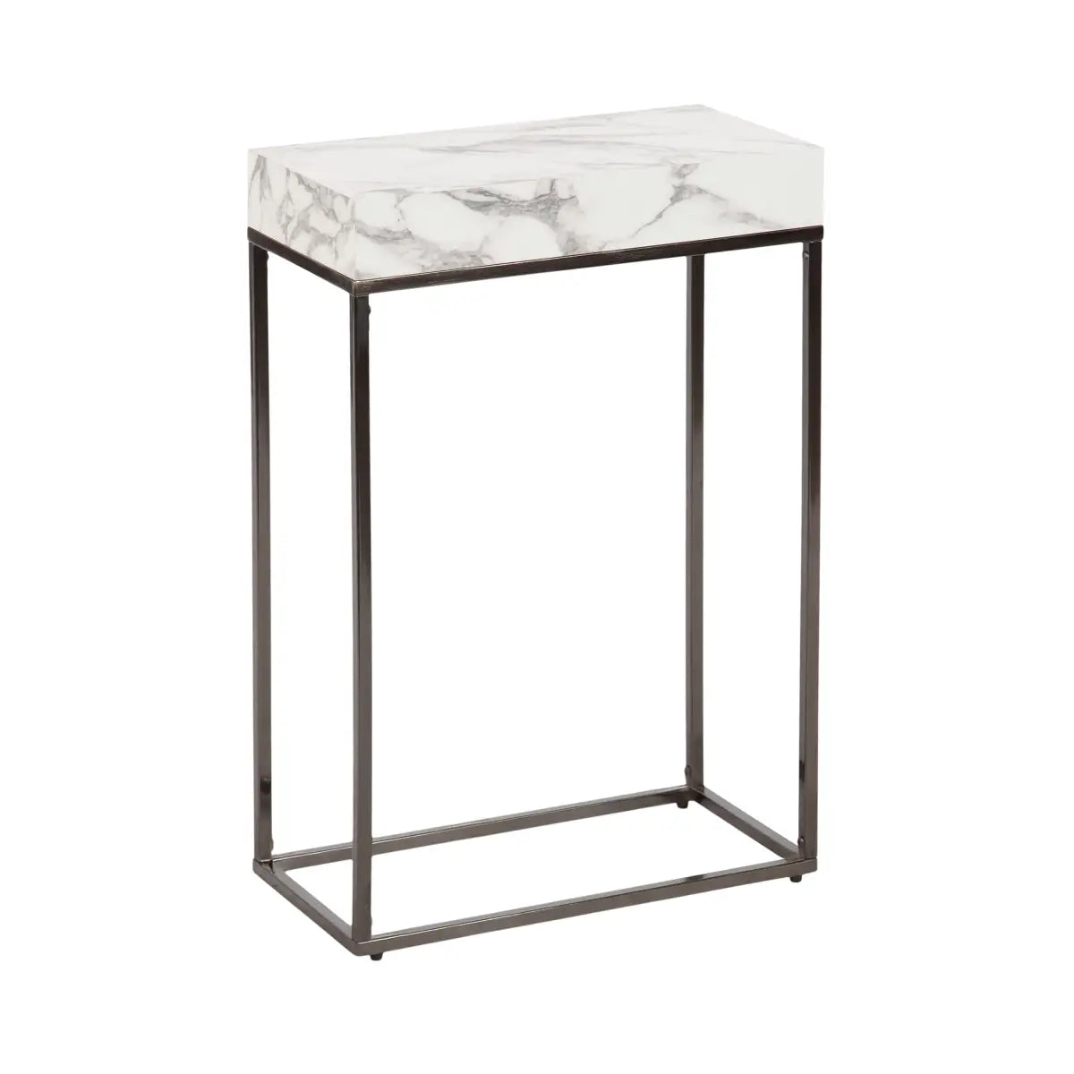 Karlsen Wood and Metal Slim Side Table - White/Pewter / 16x8x24 - kateandlaurel