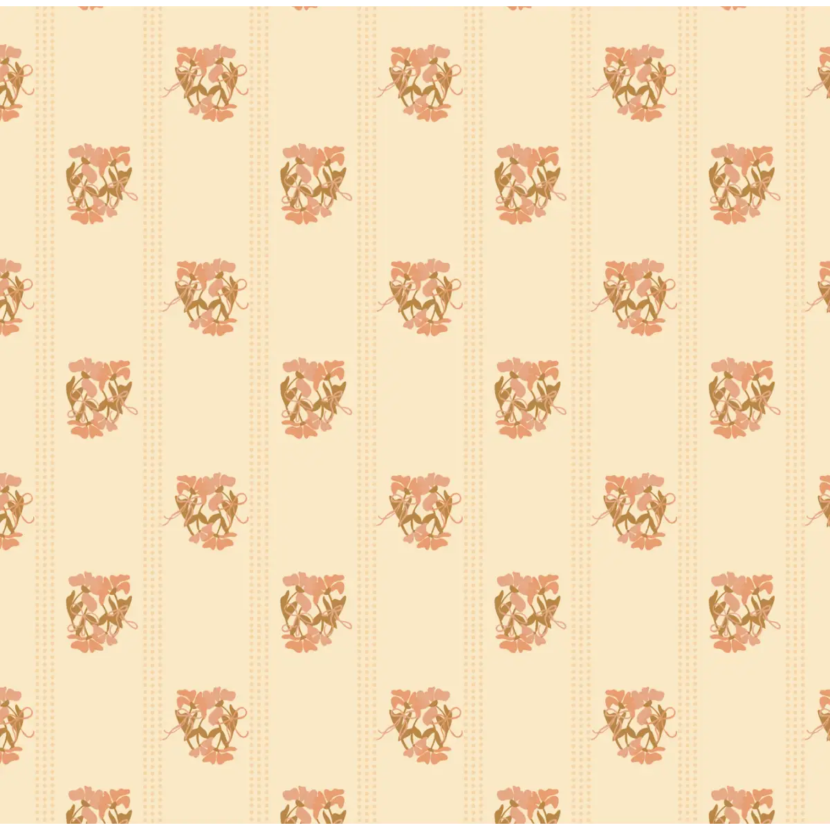 Kate Wallpaper - Sweet Pea Flowers - by Leah Jo Design - Sample 1 foot by 1 foot / Peach - Loomwell Home Goods
