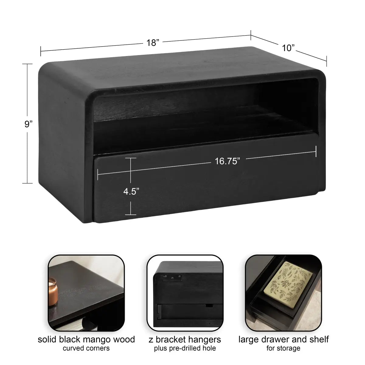 Kato Floating Side Table - Wall Mount - kateandlaurel