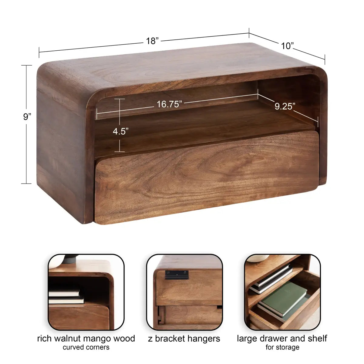 Kato Floating Side Table - Wall Mount - kateandlaurel