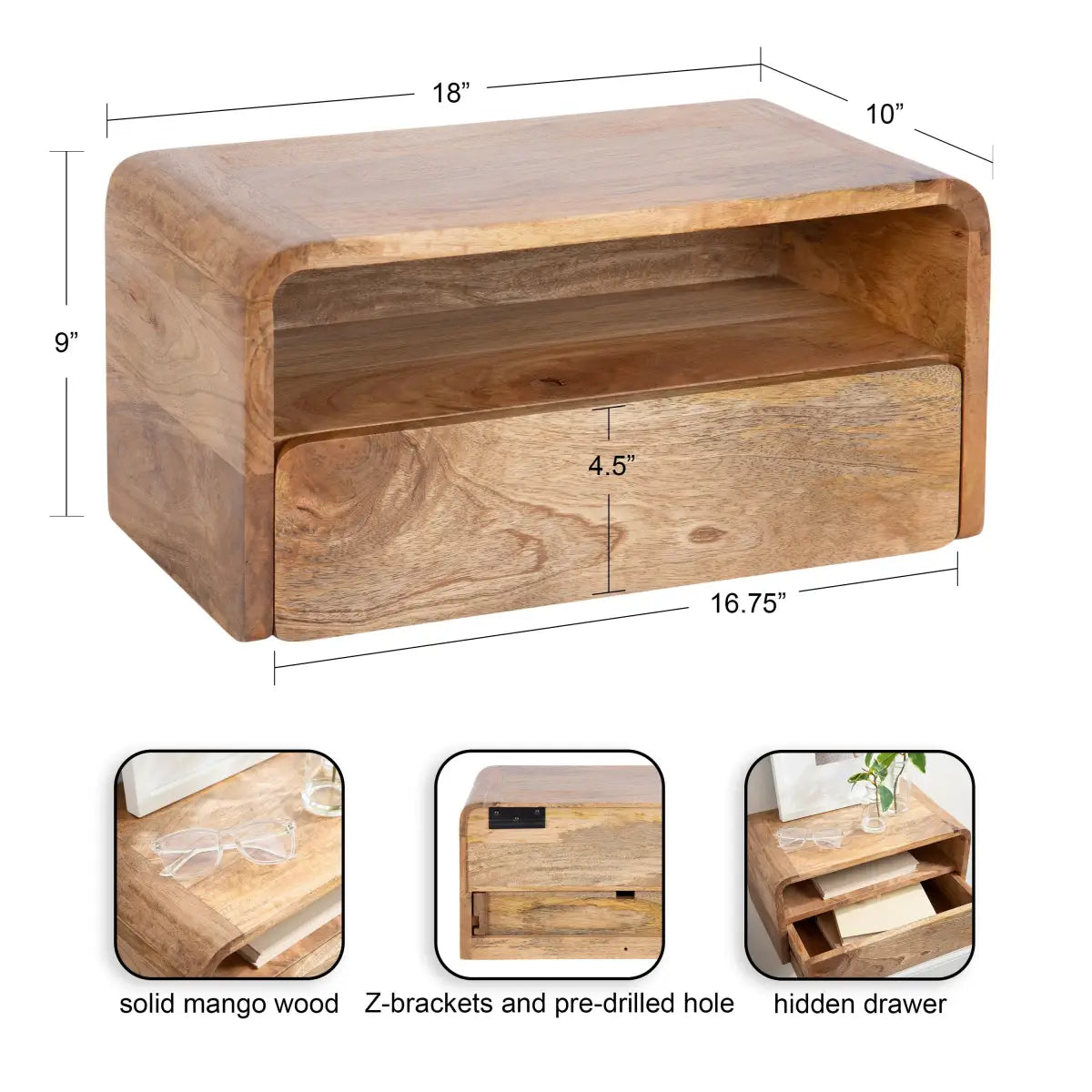 Kato Floating Side Table - Wall Mount - kateandlaurel
