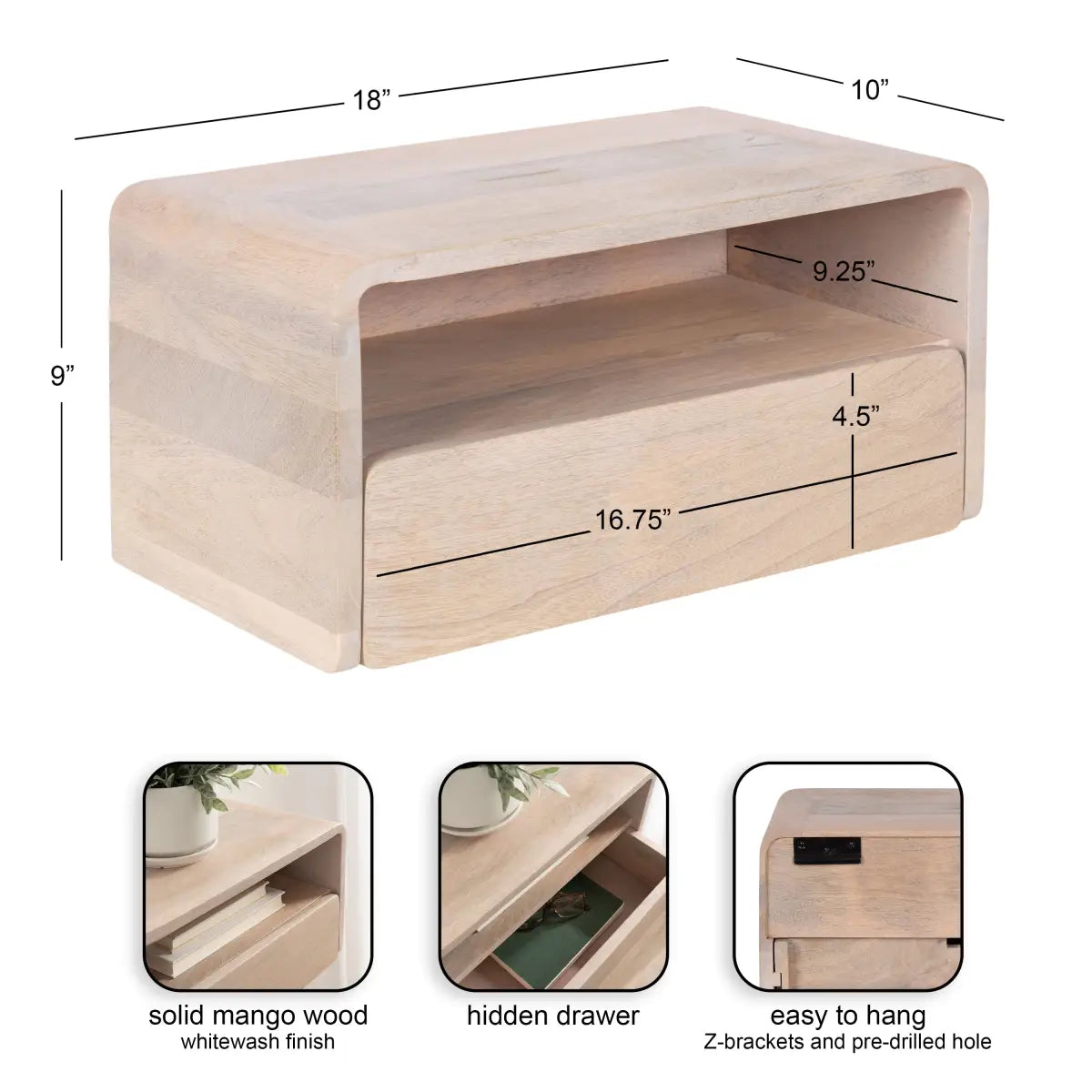 Kato Floating Side Table - Wall Mount - kateandlaurel