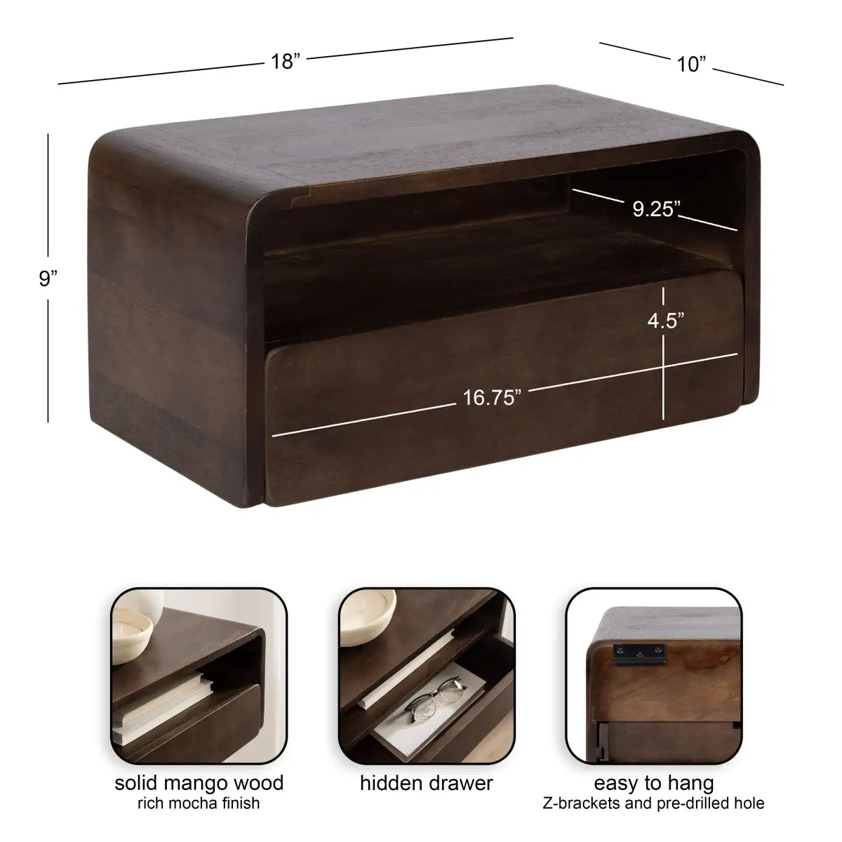 Kato Floating Side Table - Wall Mount - kateandlaurel