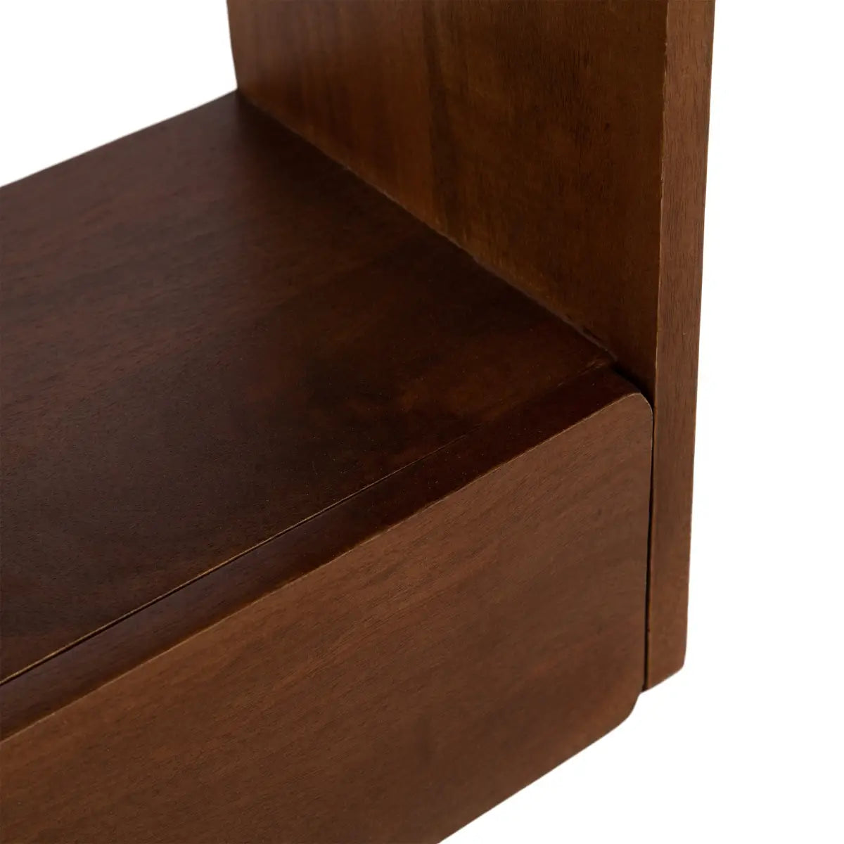 Kato Wood Wall Shelf with Drawer - Walnut Brown - kateandlaurel