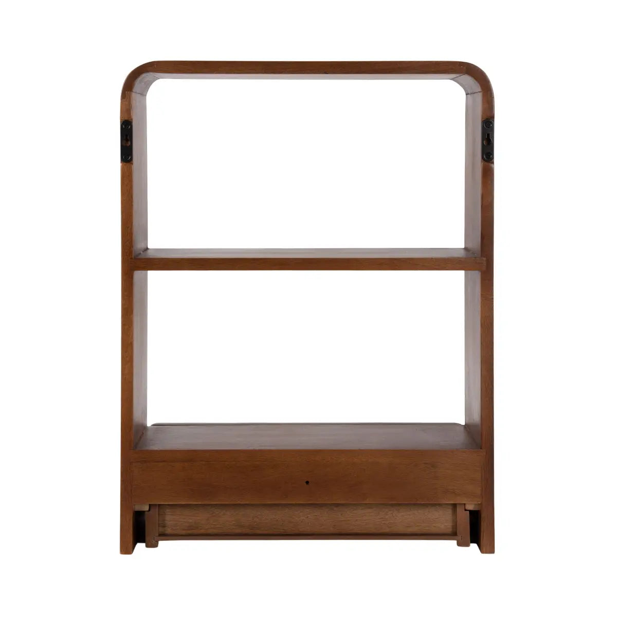 Kato Wood Wall Shelf with Drawer - Walnut Brown - kateandlaurel