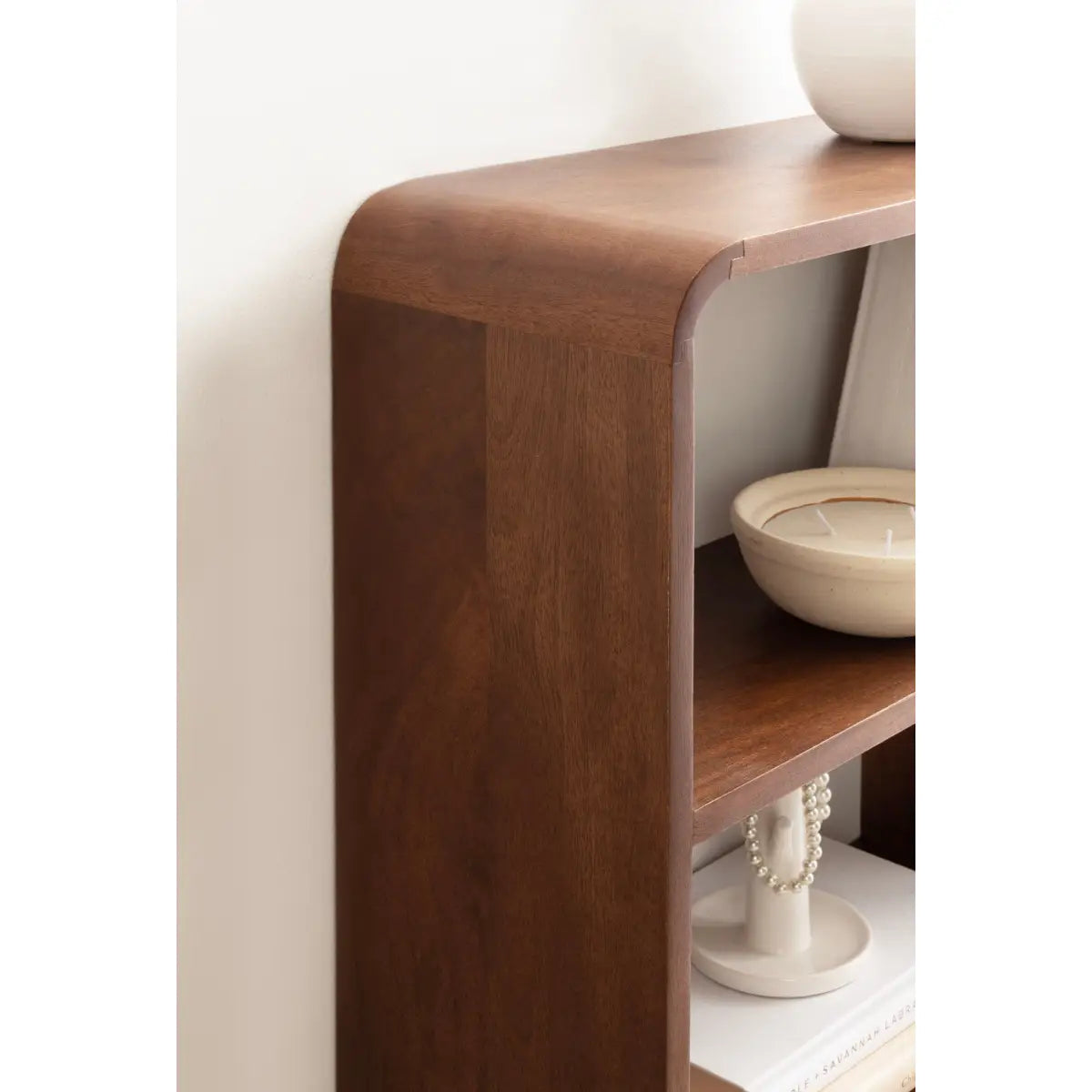 Kato Wood Wall Shelf with Drawer - Walnut Brown - kateandlaurel
