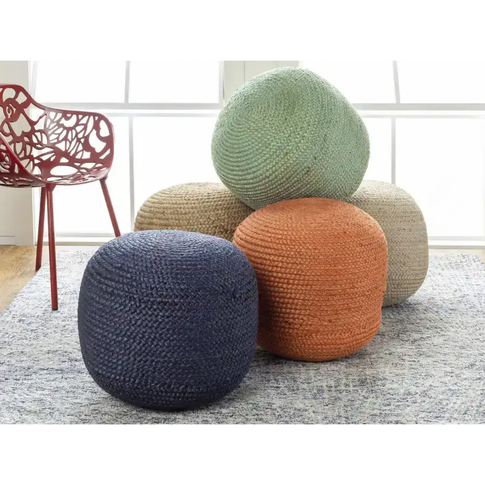 Kaumakani Jute Pouf - 20’’ x 20’’ x 16’’ Cylinder - Boutique Rugs