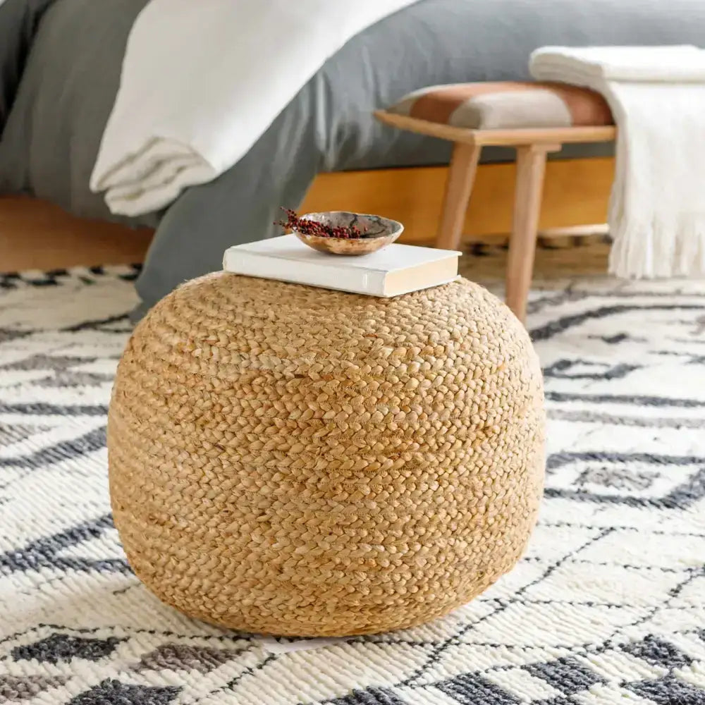 Kaumakani Jute Pouf - 20’’ x 20’’ x 16’’ Cylinder - Boutique Rugs