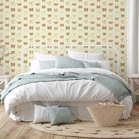 Kaylor Wallpaper - Bows and Butterflies - by Leah Jo Design - Loomwell Home Goods