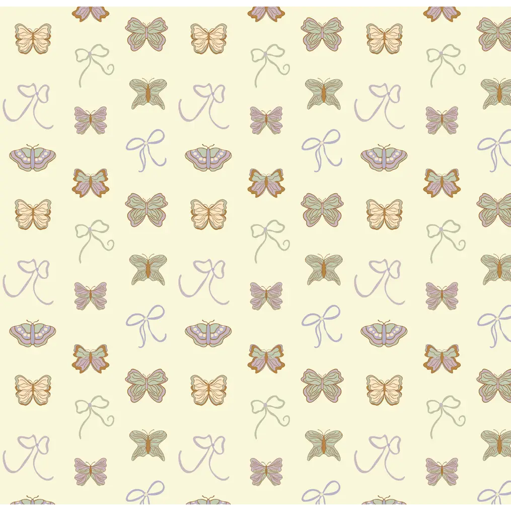 Kaylor Wallpaper - Bows and Butterflies - by Leah Jo Design - Sample 1 foot by 1 foot / Lavender - Loomwell Home Goods