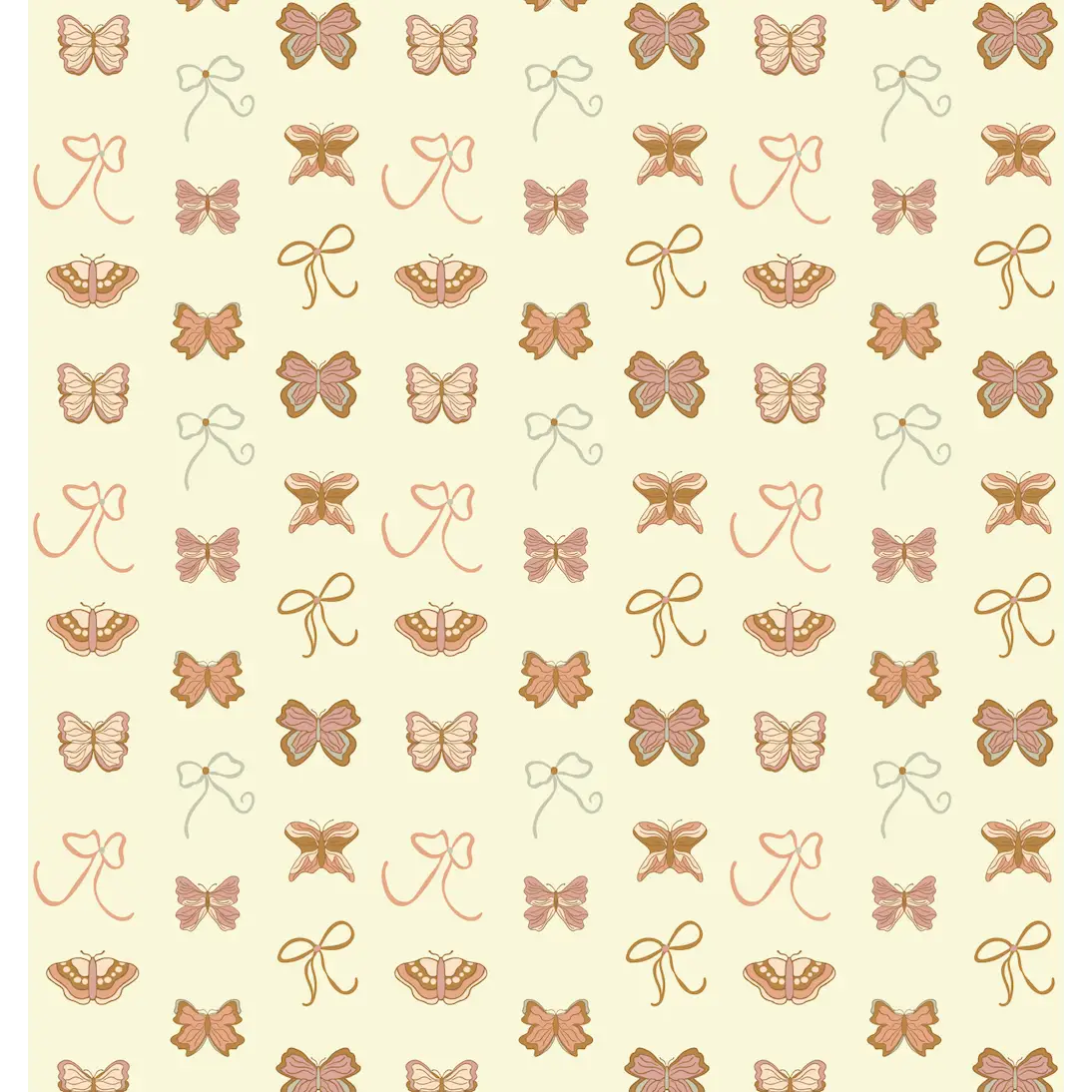 Kaylor Wallpaper - Bows and Butterflies - by Leah Jo Design - Sample 1 foot by 1 foot / Peach - Loomwell Home Goods