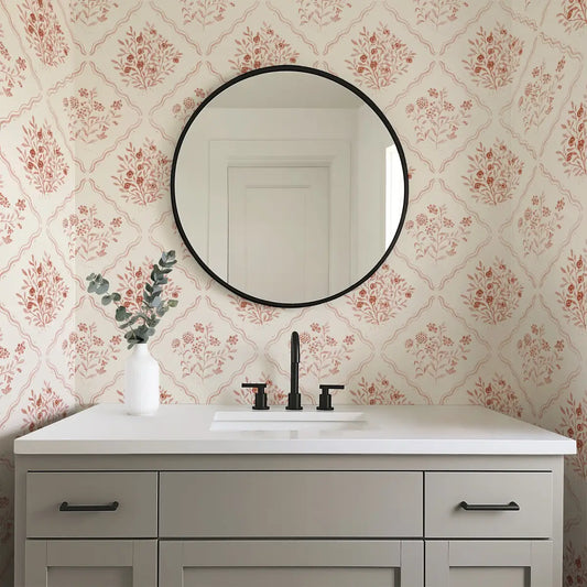 Kaylum Wallpaper - Wildflower Painted Tiles - by Luna Pictata - Loomwell Home Goods