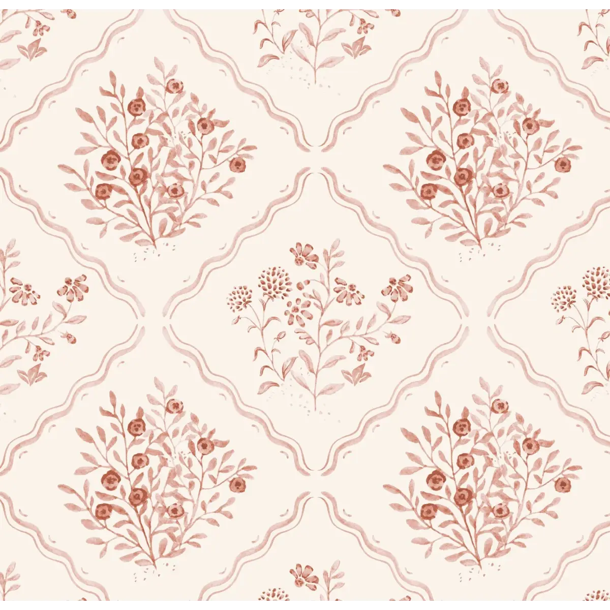Kaylum Wallpaper - Wildflower Painted Tiles - by Luna Pictata - Sample 1 foot by 1 foot / Large - Loomwell Home Goods