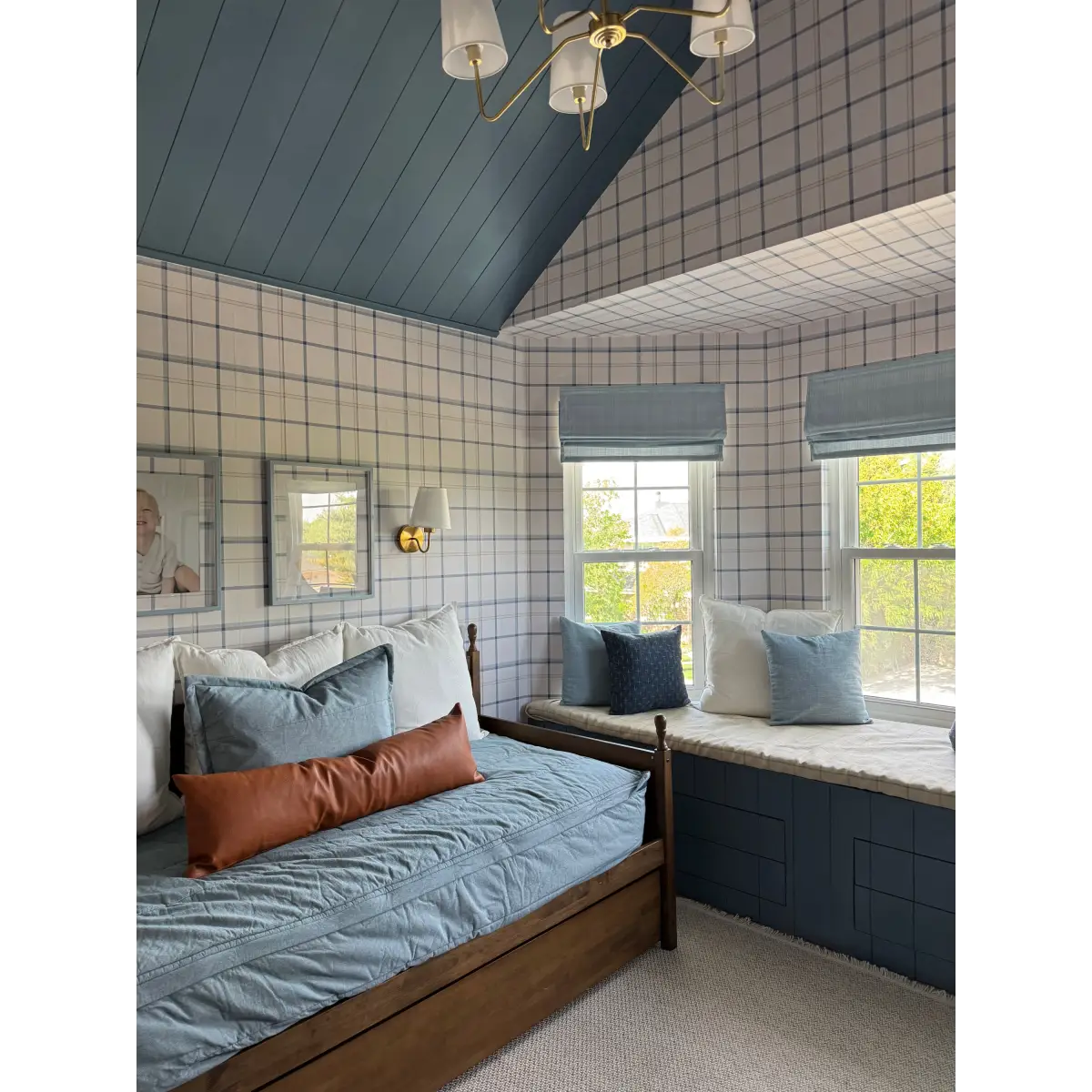 Keaton Wallpaper - Blue Beige Plaid Check - Loomwell Home Goods