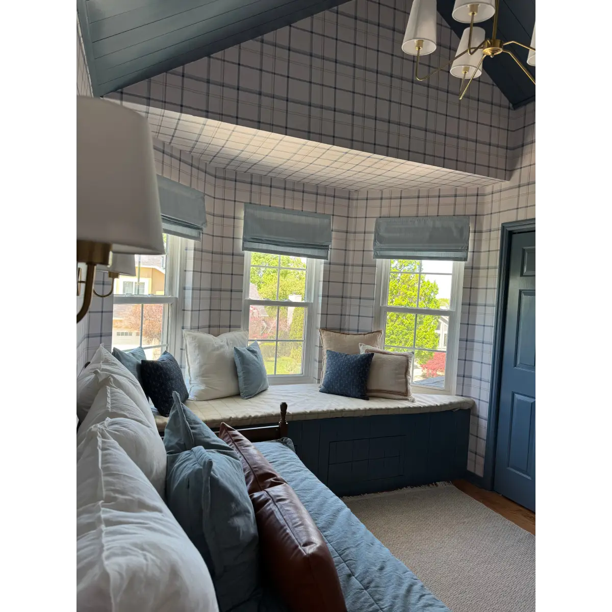 Keaton Wallpaper - Blue Beige Plaid Check - Loomwell Home Goods