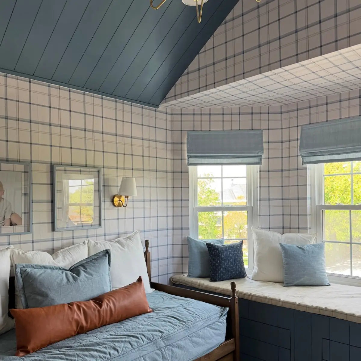 Keaton Wallpaper - Blue Beige Plaid Check - Loomwell Home Goods