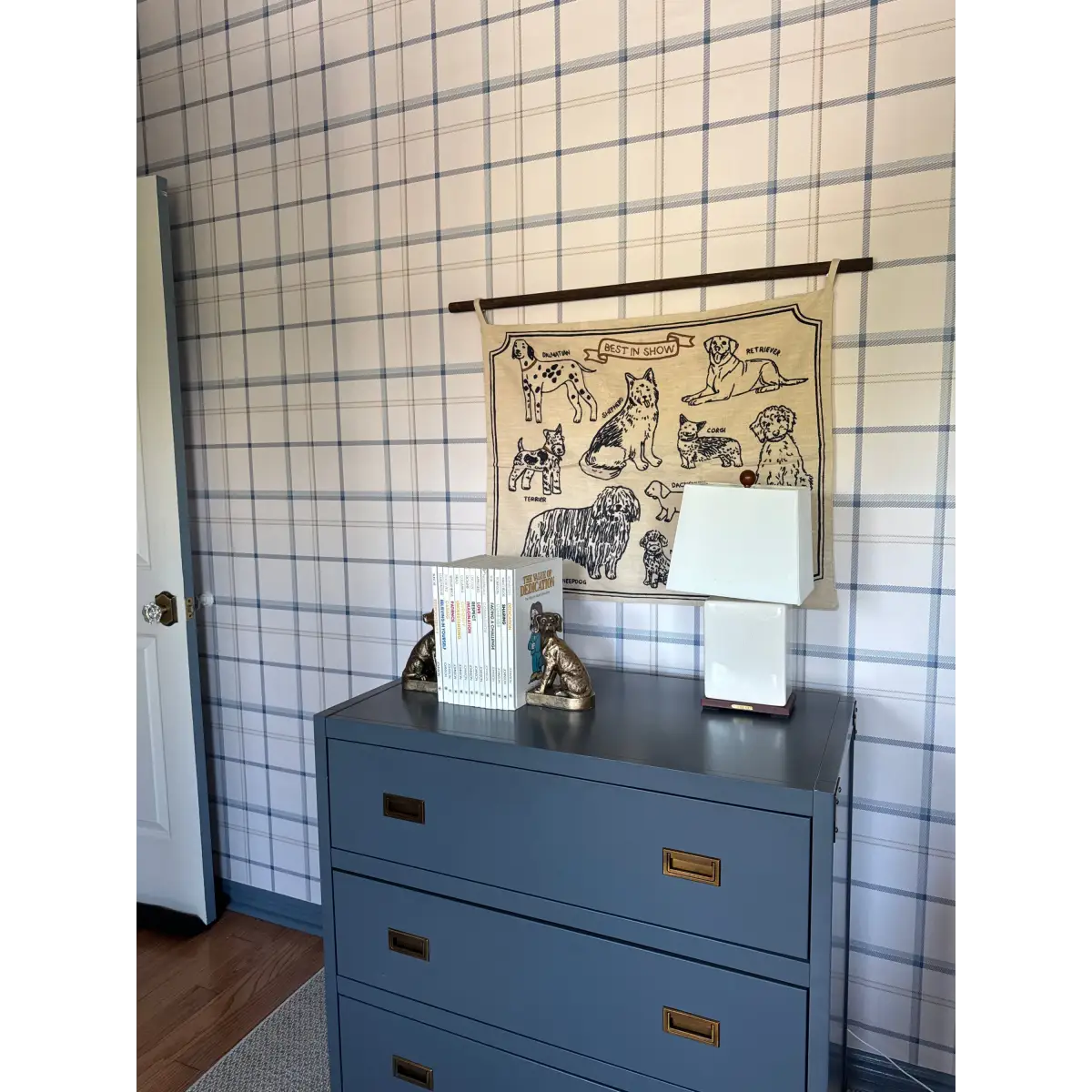 Keaton Wallpaper - Blue Beige Plaid Check - Loomwell Home Goods