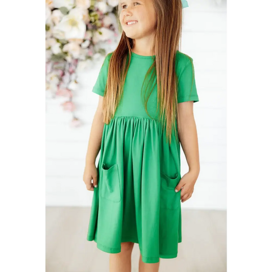 Kelly Green S/S Pocket Twirl Dress - Mila & Rose ®