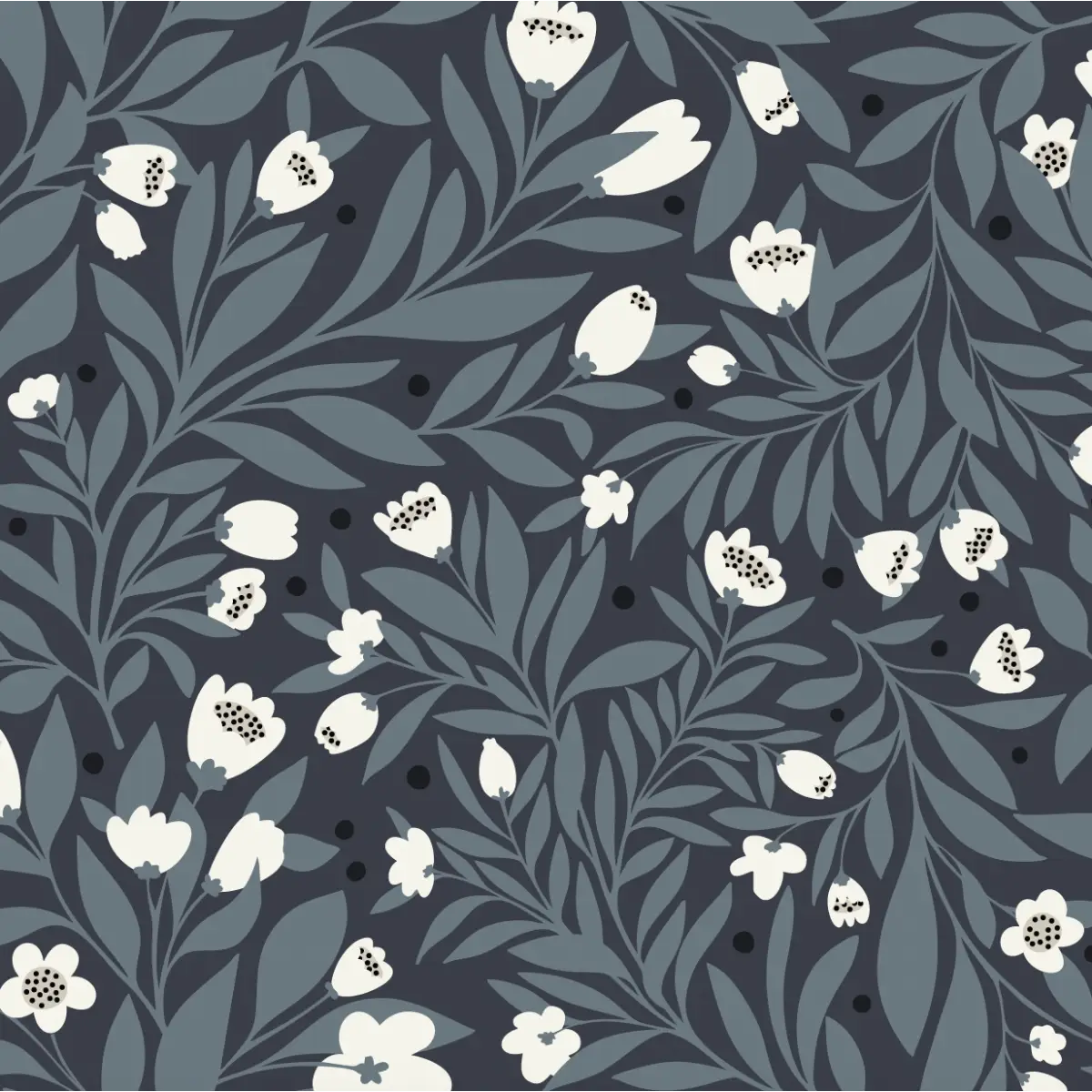 Kendall Wallpaper - Lush Flowers - by Sara Mari - Sample 1 foot by 1 foot / Blue - Loomwell Home Goods