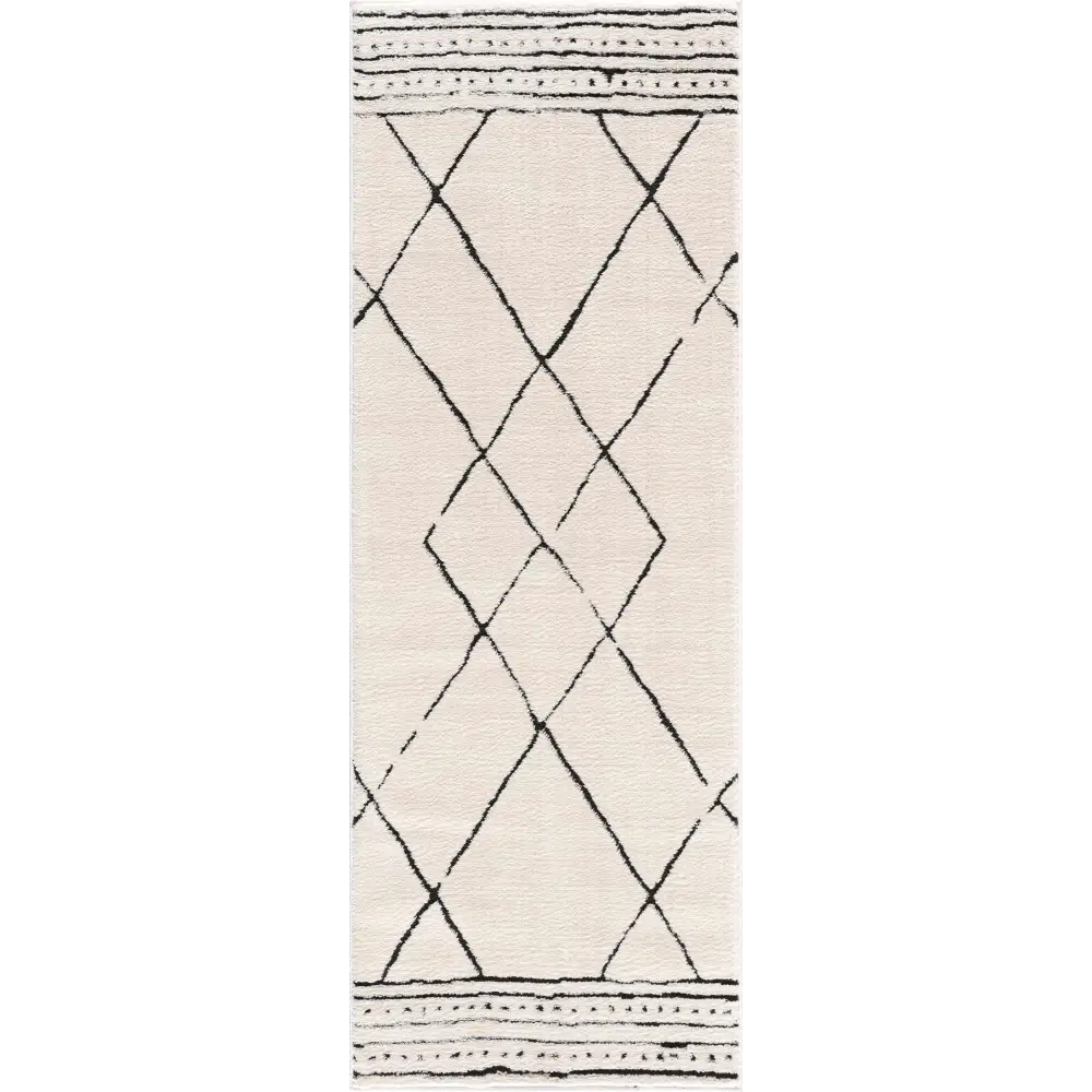 Keone Black & White Area Rug - 2’8’’ x 7’3’’ Runner - Boutique Rugs