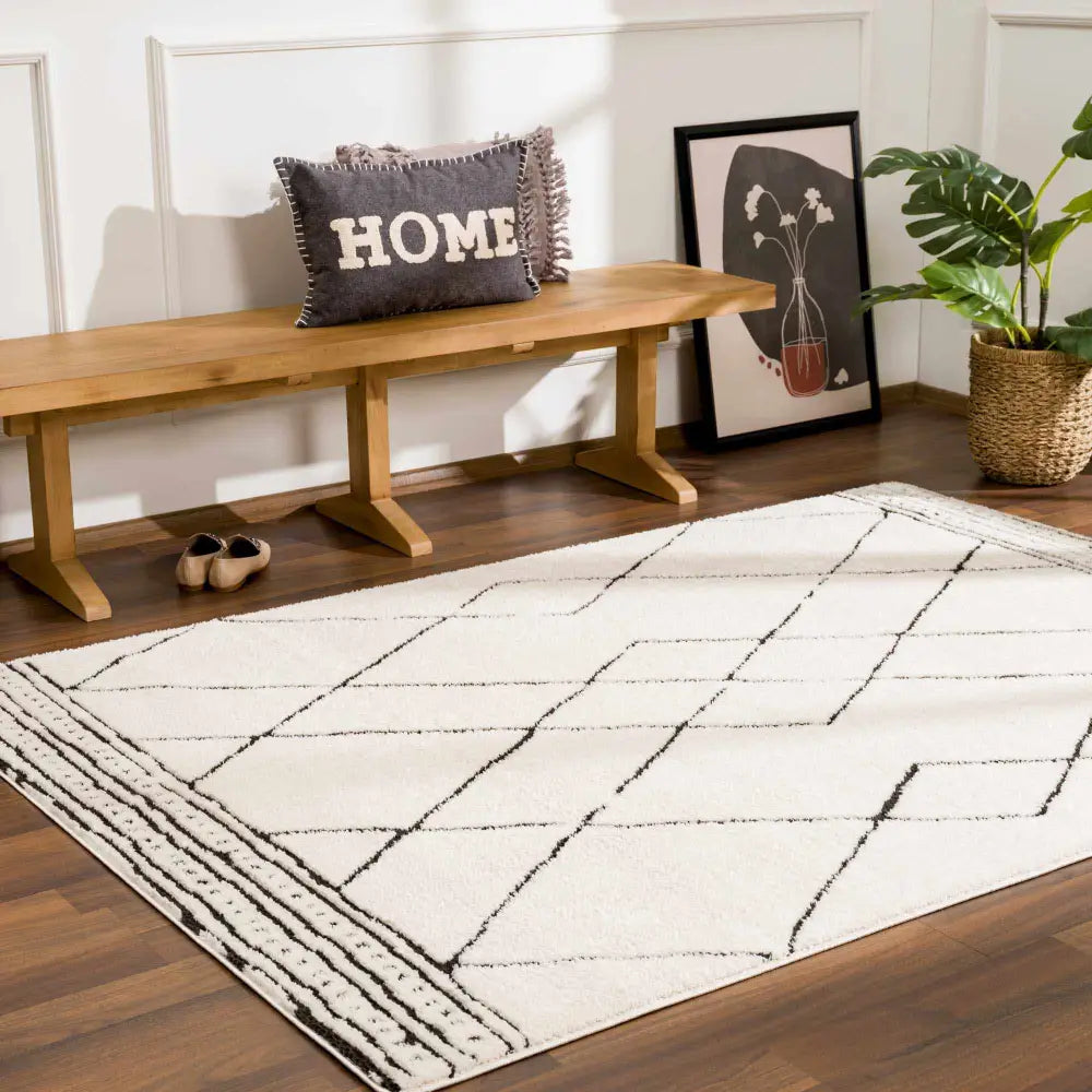 Keone Black & White Area Rug - 5’3’’ x 7’ Rectangle - Boutique Rugs