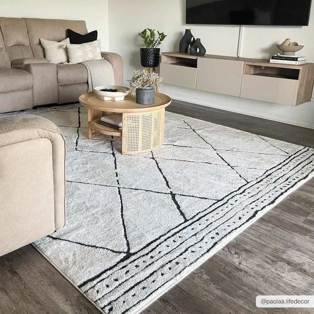 Keone Black & White Area Rug - Boutique Rugs