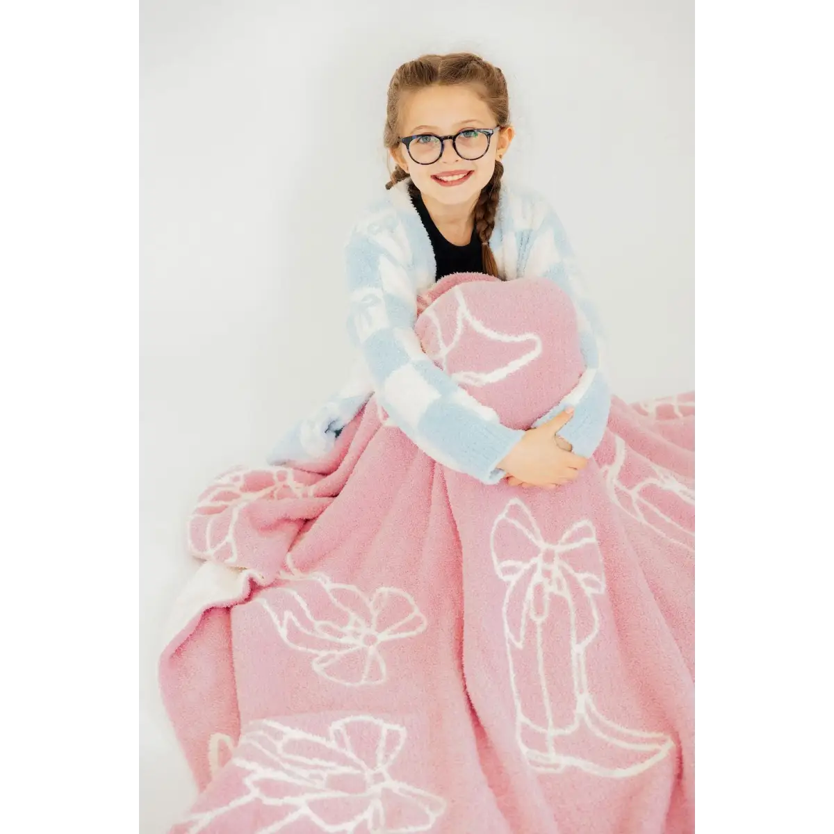 Kids Cozy Blanket - Light Pink Cowgirl - Mila & Rose ®