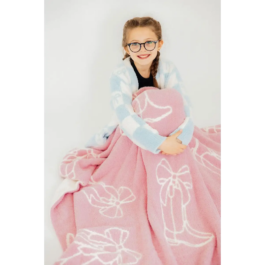 Kids Cozy Blanket - Light Pink Cowgirl - Mila & Rose ®