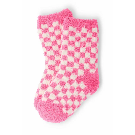 Kids Cozy Socks - Bright Pink Checker - Mila & Rose ®