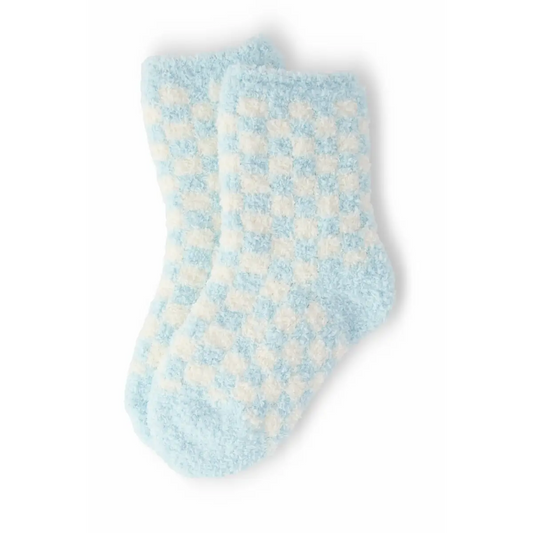 Kids Cozy Socks - Light Blue Checker - Mila & Rose ®