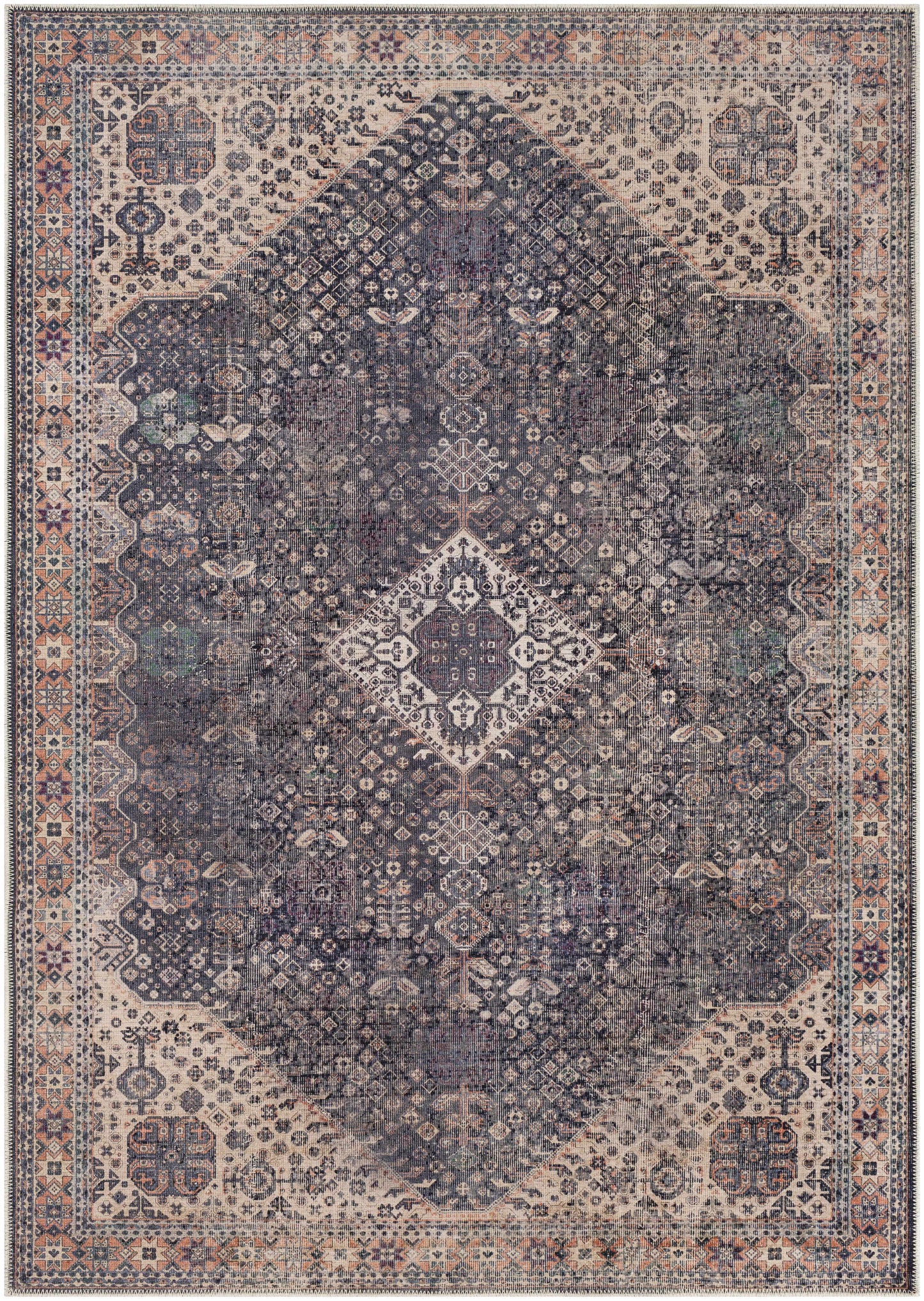 Kittrell Brown Medallion Washable Rug - 5’3’’ x 7’3’’ Rectangle - Boutique Rugs
