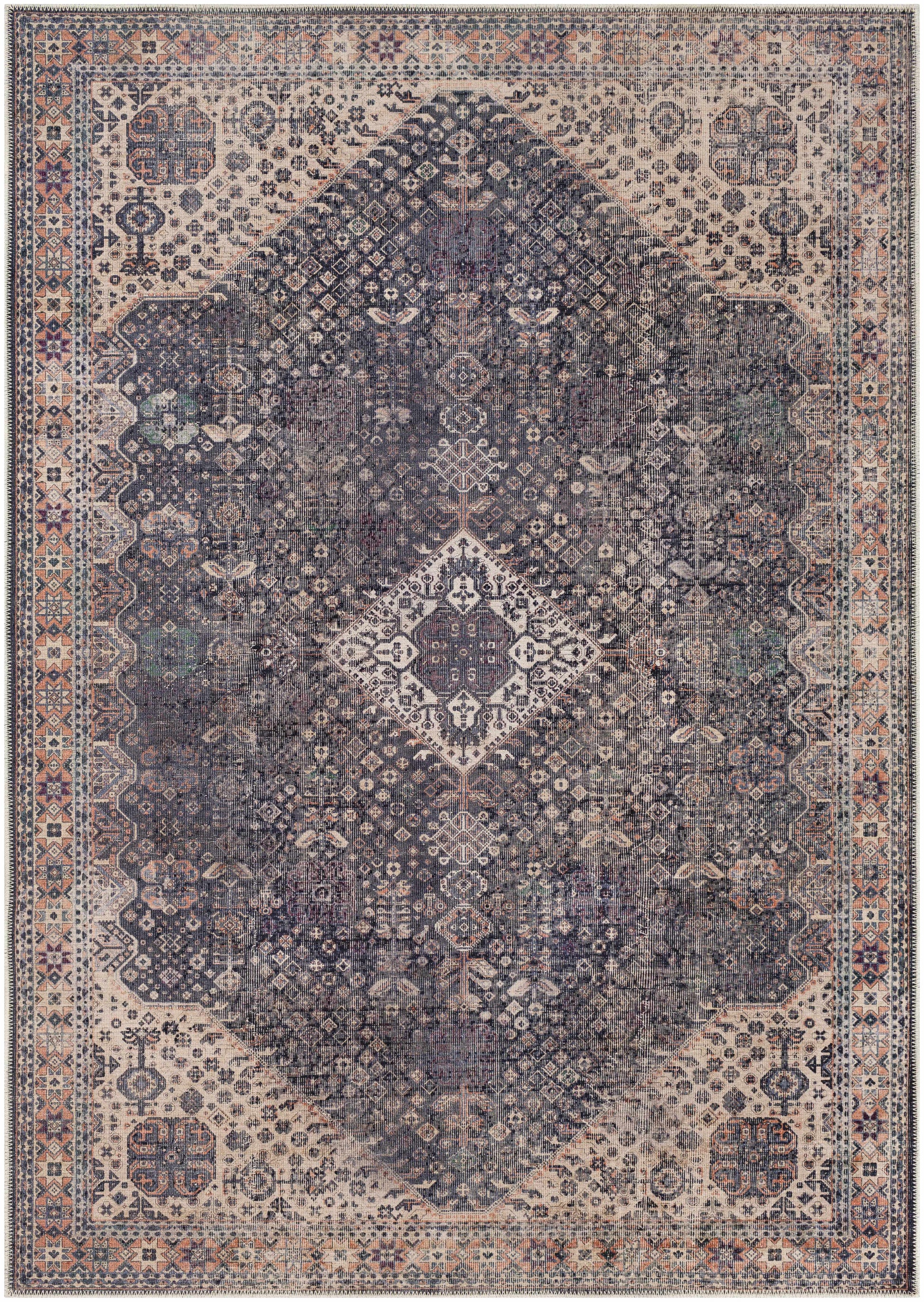Kittrell Brown Medallion Washable Rug - 5’3’’ x 7’3’’ Rectangle - Boutique Rugs