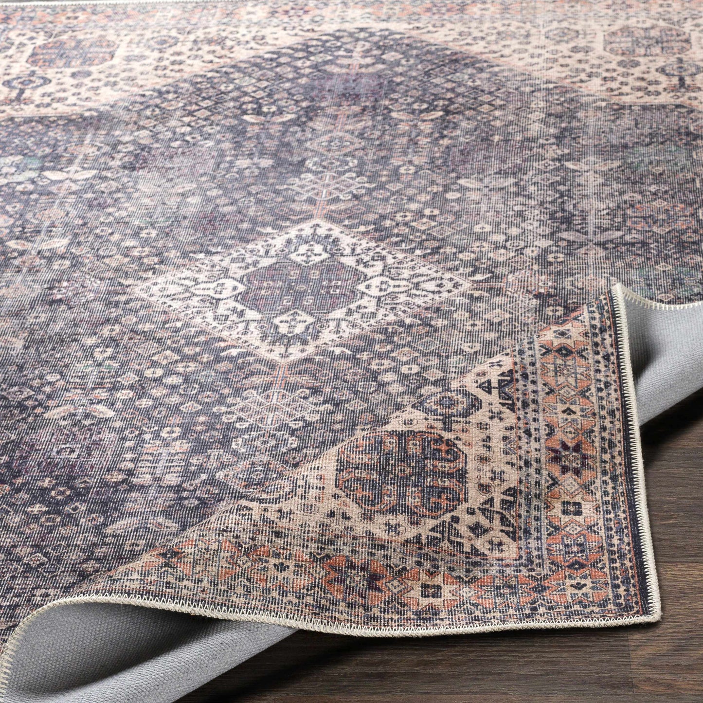 Kittrell Brown Medallion Washable Rug - Boutique Rugs
