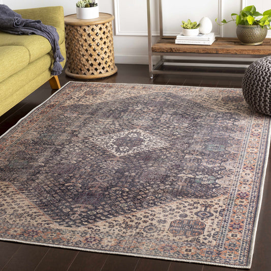 Kittrell Brown Medallion Washable Rug - Boutique Rugs