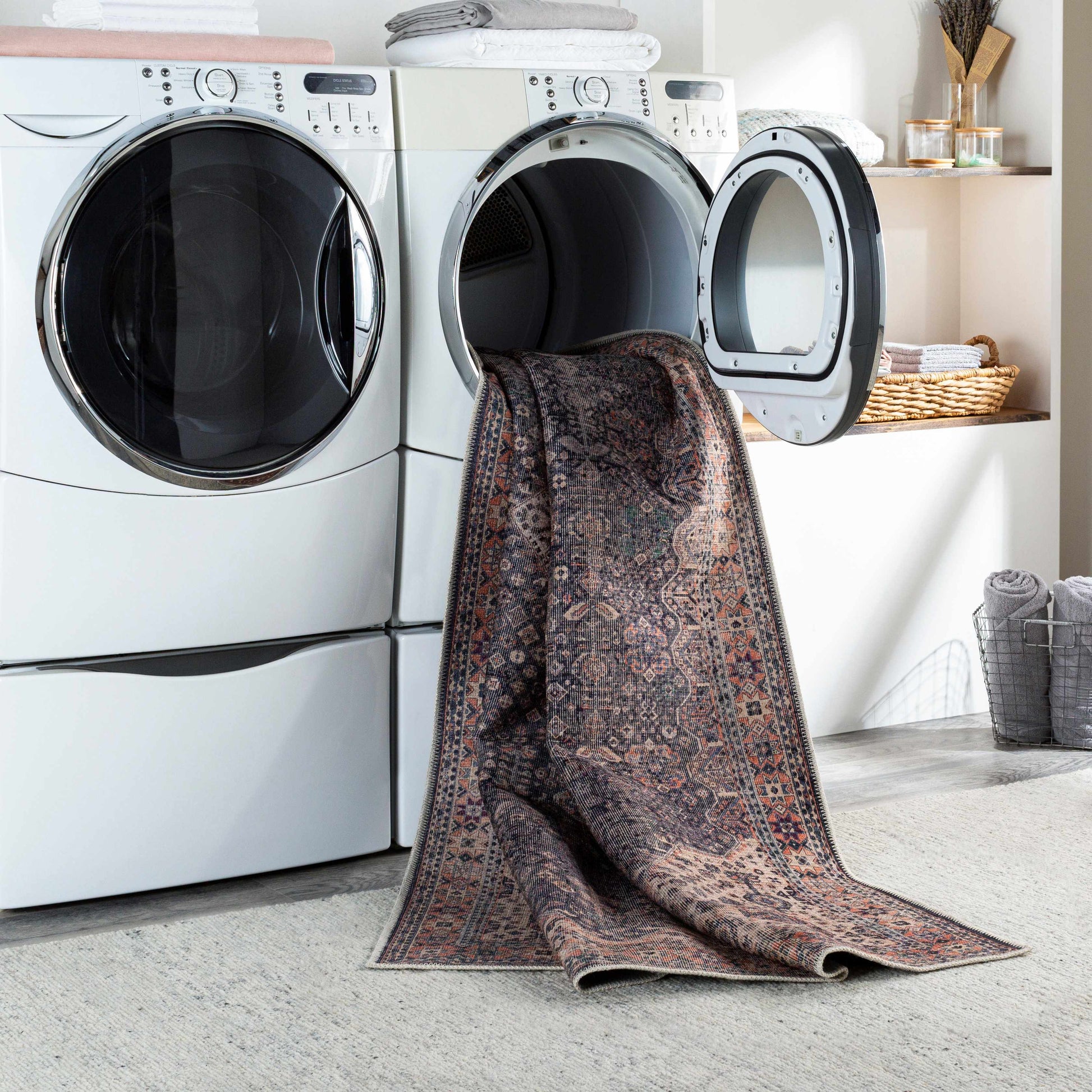 Kittrell Brown Medallion Washable Rug - Boutique Rugs