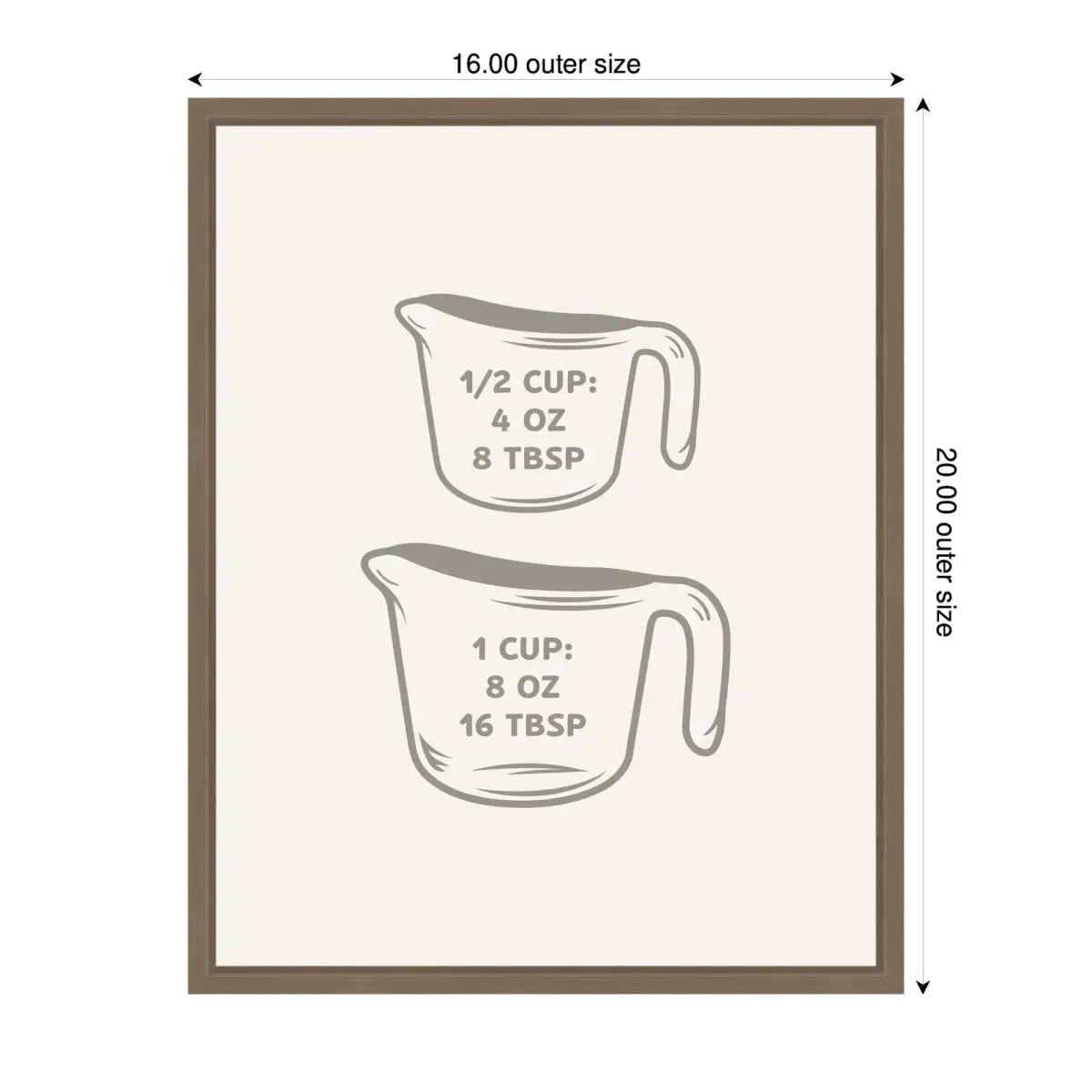 Kitchen Conversion Charts Cups Framed Canvas Wall Art Print - kateandlaurel