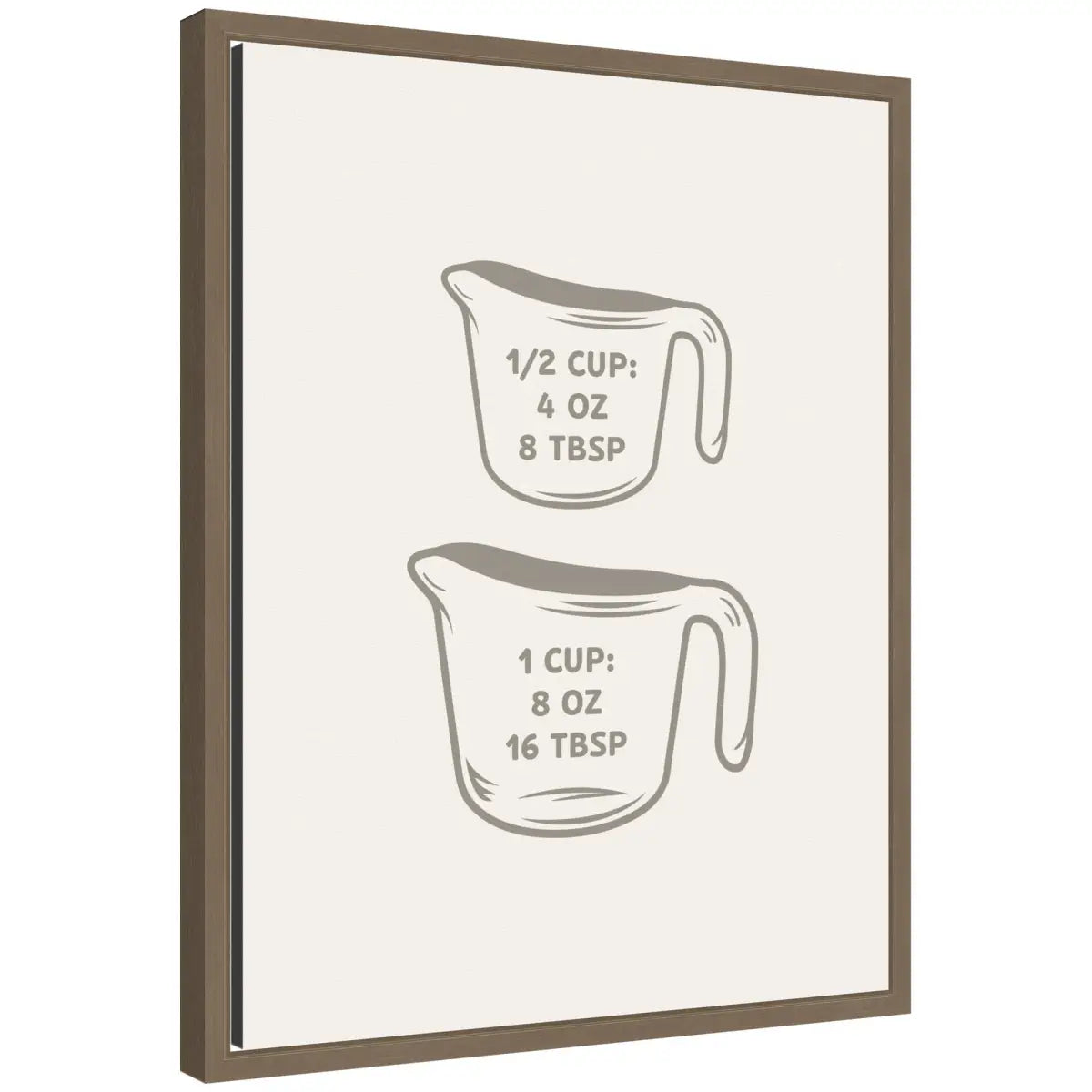 Kitchen Conversion Charts Cups Framed Canvas Wall Art Print - kateandlaurel